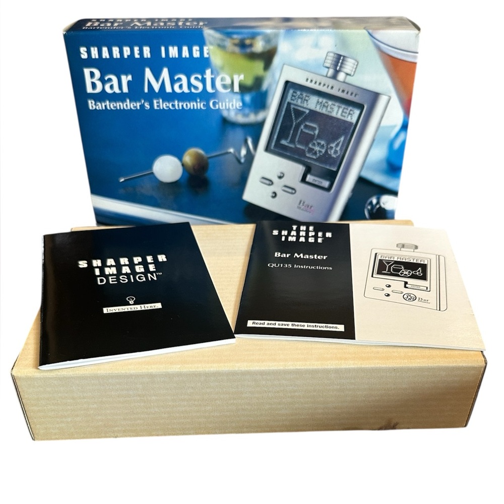 Sharper Image Bar Master Electronic Bartender Cocktail Recipe Guide New In Box